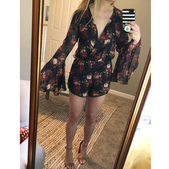 Pants - Floral long sleeve romper